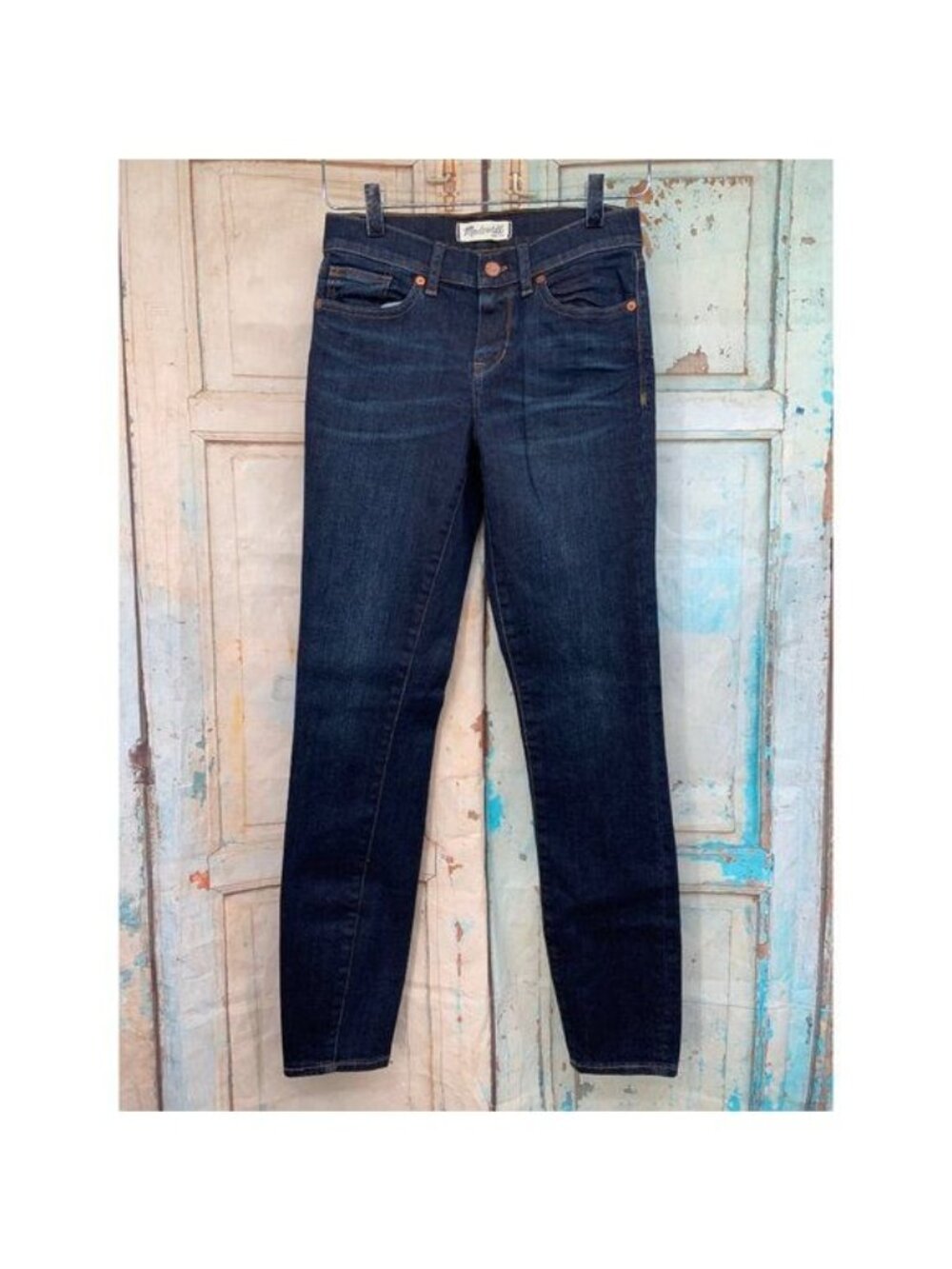 Madewell Skinny Skinny Dark Wash Blue Denim Jeans Womens Size 25 Mid-Rise Stretc